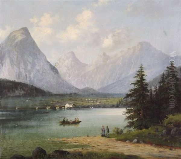 Vierwaldstadtersee Mit Ausfluglern Oil Painting by Jacobus Johannes Van Poorten