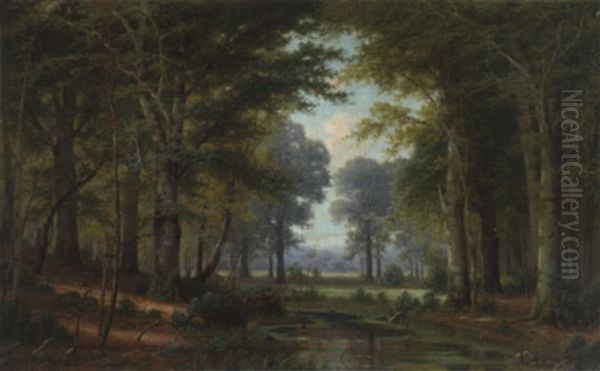 Waldlichtung Oil Painting by Jacobus Johannes Van Poorten