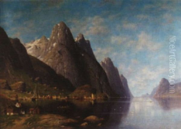 Norwegische Fjordlandschaft Oil Painting by Jacobus Johannes Van Poorten