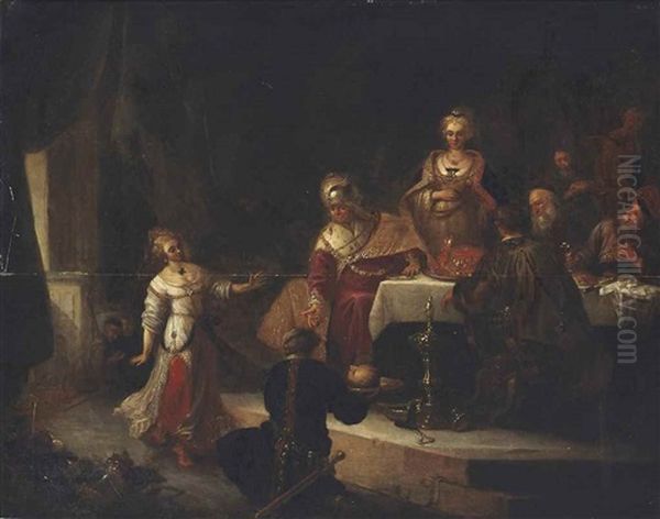 Salome Presenting The Head Of St. John The Baptist Oil Painting by Willem De Poorter