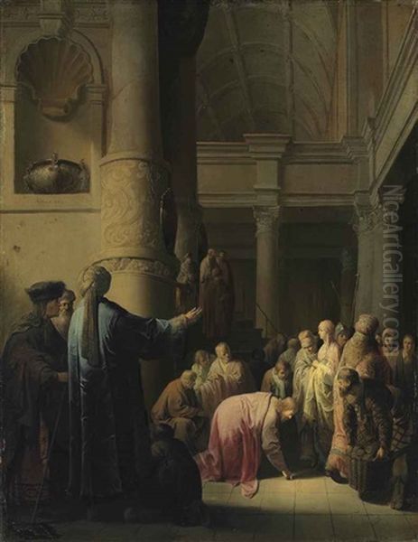 Christ And The Woman Taken In Adultery Oil Painting by Willem De Poorter