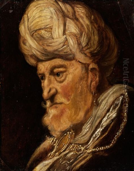 Bildnis Eines Graubartigen Mannes Mit Turban Oil Painting by Willem De Poorter