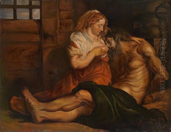 Cimon Und Pero (caritas Romana) Oil Painting by Willem De Poorter