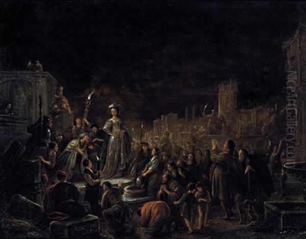 Judith Prasentiert Das Abgeschlagene Haupt Des Holofernes Den Bewohnern Der Stadt Betulia Oil Painting by Willem De Poorter