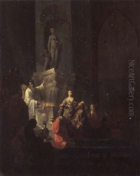 The Idolatry Of King Solomon Oil Painting by Willem De Poorter