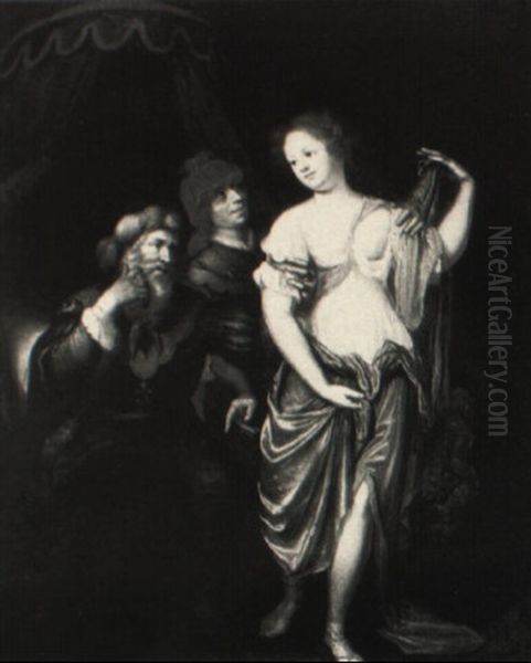 Sarah Leading Hagar To Abraham Oil Painting by Willem De Poorter