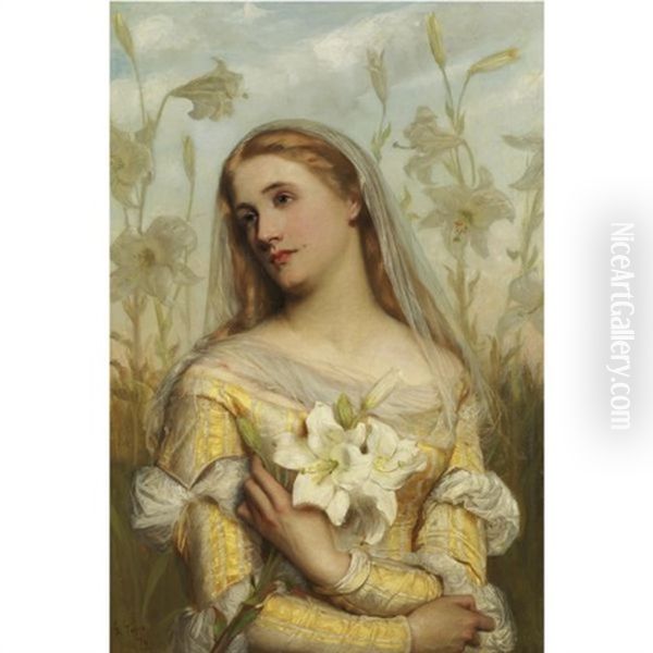 Lilies Oil Painting by Gustav Pope