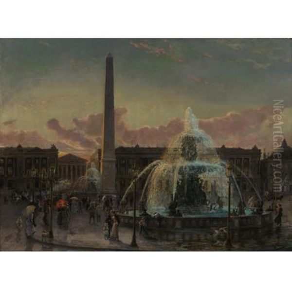 Place De La Concorde, Paris by Gustav Pope