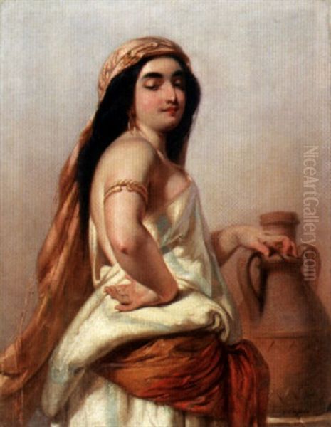 An Araba Water Carrier Oil Painting by Gustav Pope