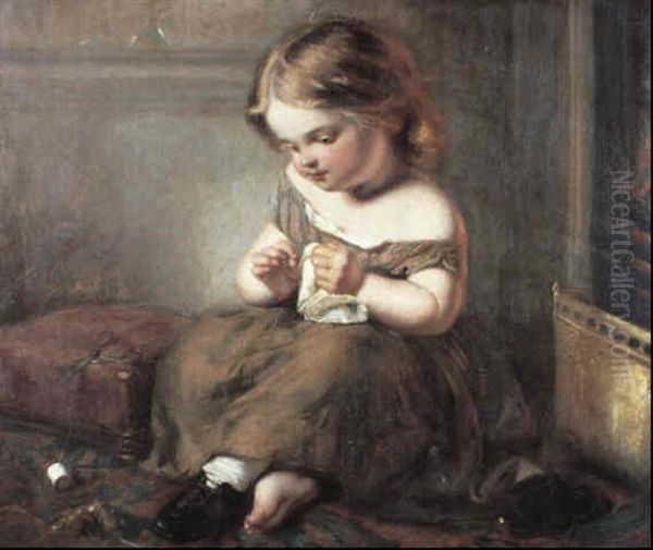 The Little Seamstress Oil Painting by Gustav Pope