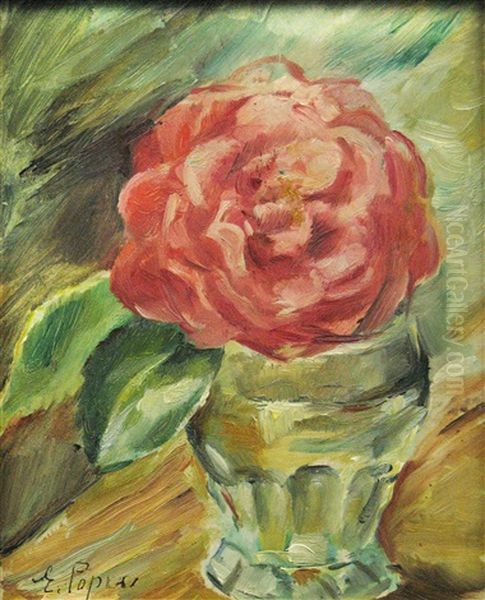 Red Flower Oil Painting by Elena Popea