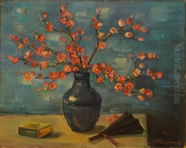 Japanese Quince Flowers Oil Painting by Stefan Popescu