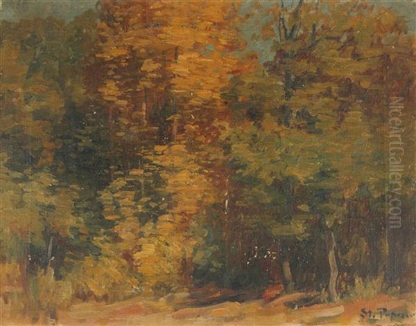 Untitled - Forest Edge Oil Painting by Stefan Popescu