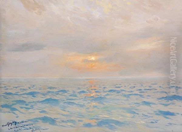 Erste Mitternachtssonne Uber Dem Nordlichen Eismeer Oil Painting by Hans Bohrdt