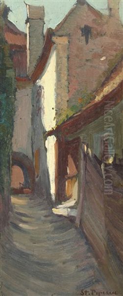 Street In Britan (strada Din Bretania) Oil Painting by Stefan Popescu