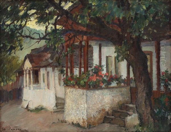 Porch With Flowers Oil Painting by Stefan Popescu