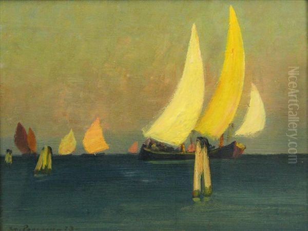 Regatta Oil Painting by Stefan Popescu