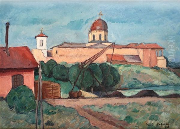 Landscape From Comana Oil Painting by Vasile Popescu