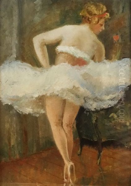 Ballerina Oil Painting by Stelian Popescu-Ghimpati