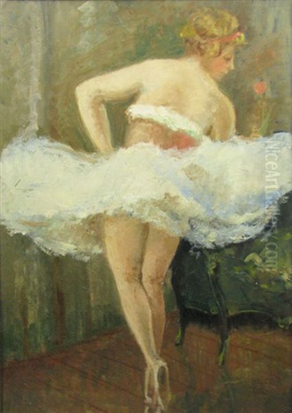 Ballerina Oil Painting by Stelian Popescu-Ghimpati