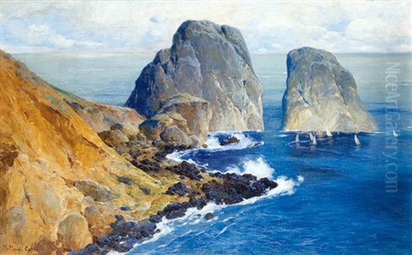 Capri, The Rocks Of Faraglioni Oil Painting by Tadesz Popiel