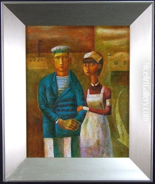 Nurse And Sailor Oil Painting by Konstantin Popov