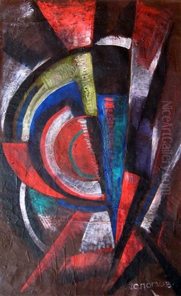 Geometric Abstract Composition Oil Painting by Lyubov Popova