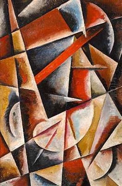 Cubistic Composition Oil Painting by Lyubov Popova