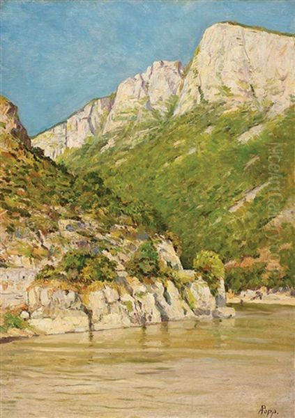 Danube Landscape Oil Painting by Alexandru Popp