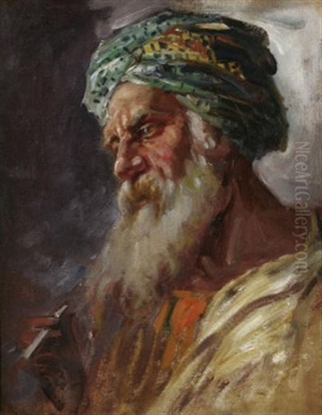 Brustportrat Eines Bartigen Arabers Mit Turban by Jon Popp