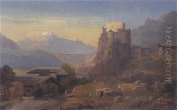 Castelbell Bei Latsch Im Vintschgau Oil Painting by Rudolf (Heinrich Albert) Poeppel