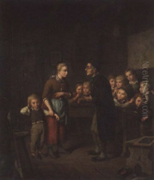 In Der Dorfschule Oil Painting by Isidor Popper