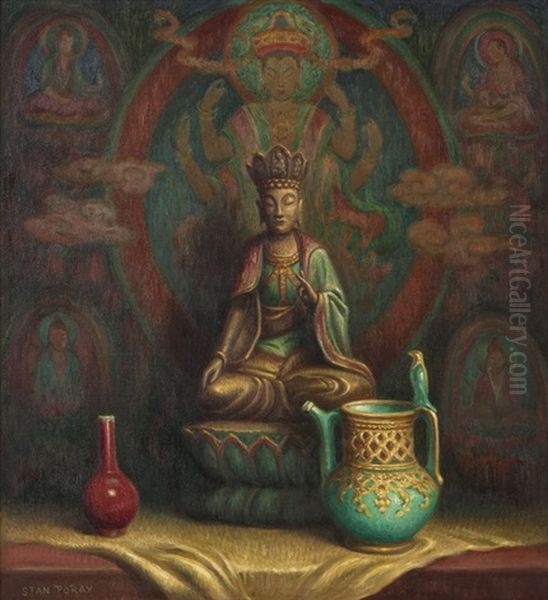 Preaching Buddha #10 And Buda Predicando Oil Painting by Stanilaus Poray