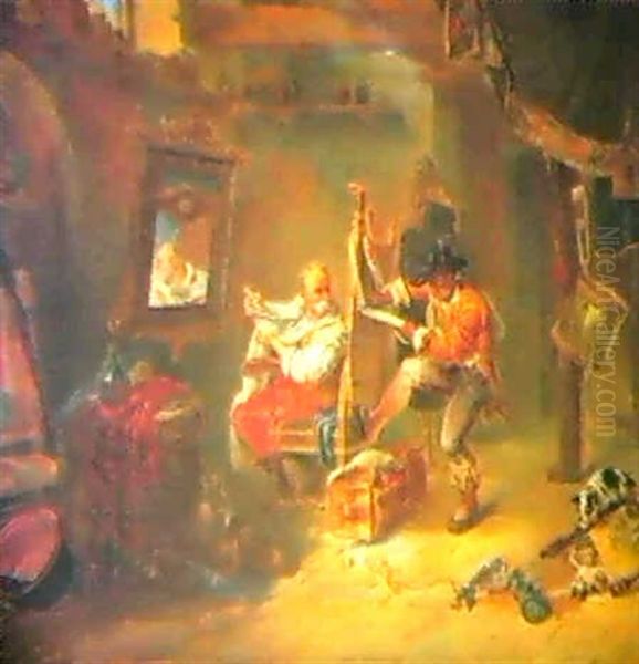 Il Barbiere Oil Painting by Antonio Porcelli