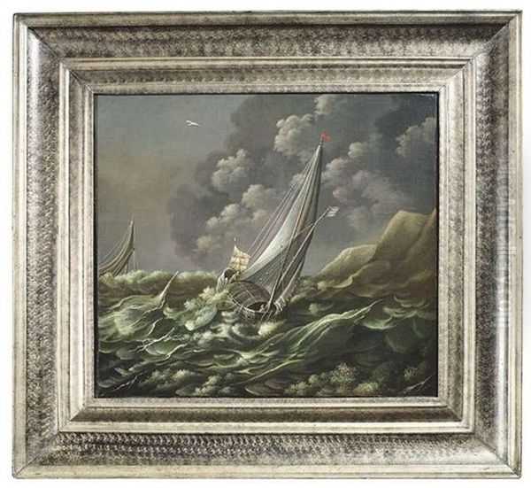 Sturmische See Mit Kenterndem Schiff Oil Painting by Jan Porcellis