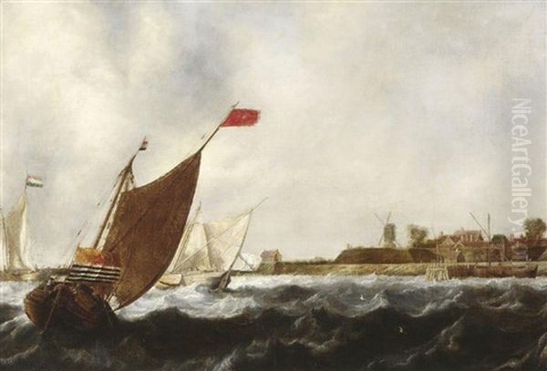 Segelschiffe Auf Sturmischer See Vor Der Hollandischen Kuste Oil Painting by Jan Porcellis