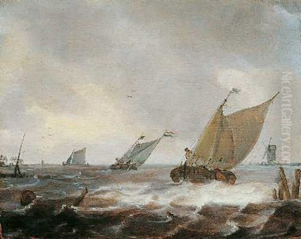 Seelandschaft Mit Schiffen Oil Painting by Julius Porcellis