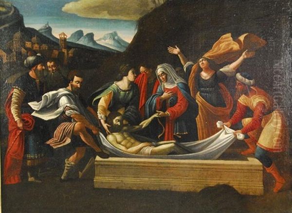 Entombment Of Christ Oil Painting by  Pordenone (Giovanni Antonio)