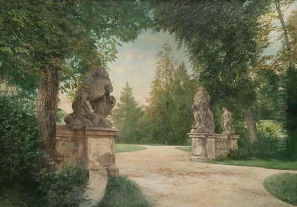 From The Royal Garden At Prague Castle Oil Painting by Roubalik Bohumir