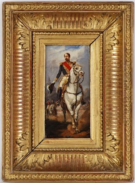 Portrait Equestre De Napoleon Iii Devant Les Invalides Oil Painting by Charles (Louis Etienne Ch.) Porion