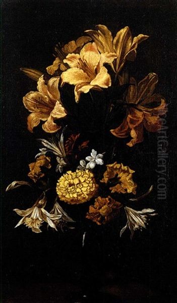 Fiori In Vaso Di Cristallo Oil Painting by Paolo Porpora