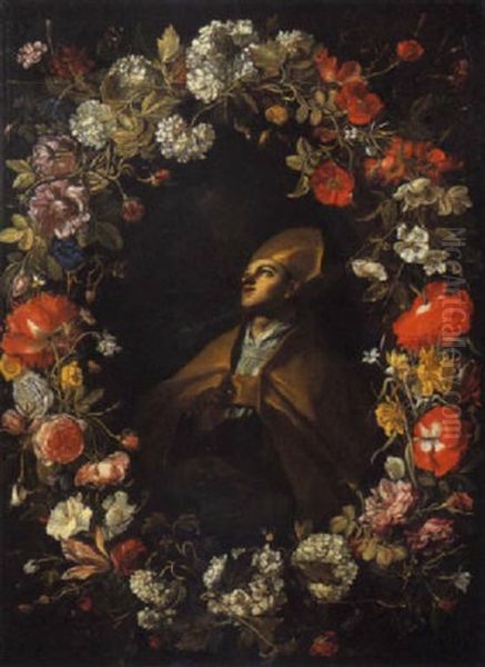 San Gennaro Entro Ghirlanda Di Fiori Oil Painting by Paolo Porpora