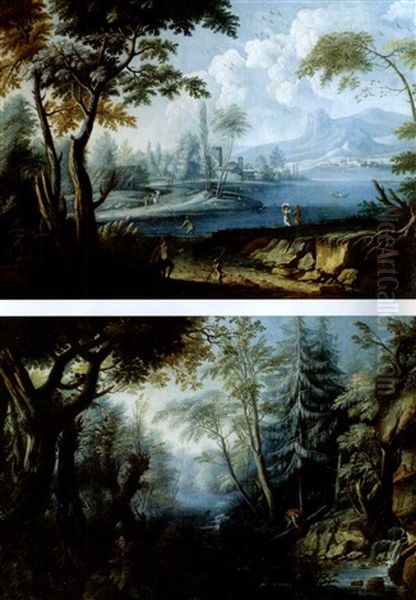 Landschaft (+ Another Similar, Lrgr; Pair) Oil Painting by Tomaso Porta