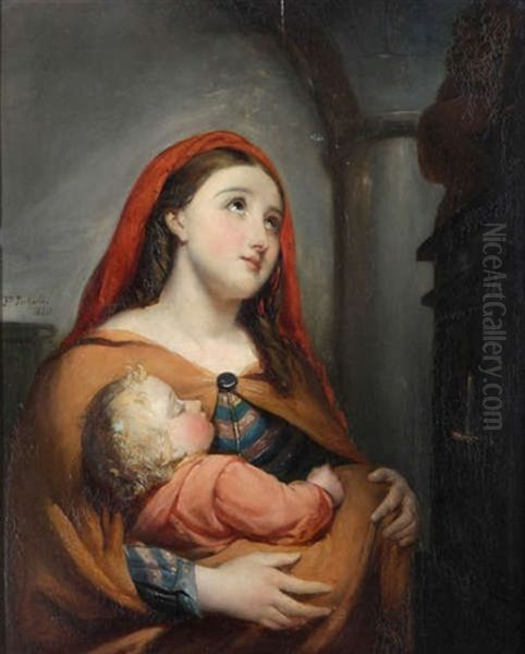 Jeune Pere Invoquant La Protection Divine Oil Painting by Jean-Francois Portaels