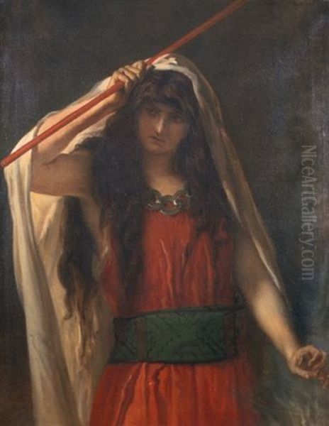 Femme A La Tunique Rouge Oil Painting by Jean-Francois Portaels