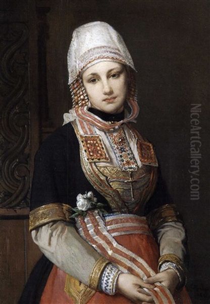 Jeune Femme (d'europe De L'est?) Oil Painting by Jean-Francois Portaels