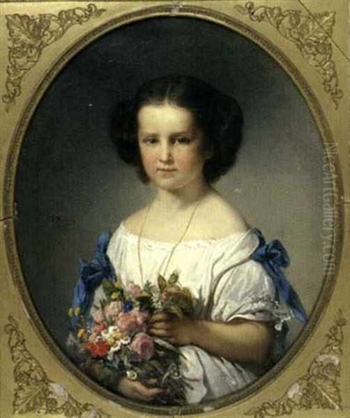 Portrait De Beatrix, Princesse Sayn-wittgenstein Oil Painting by Jean-Francois Portaels