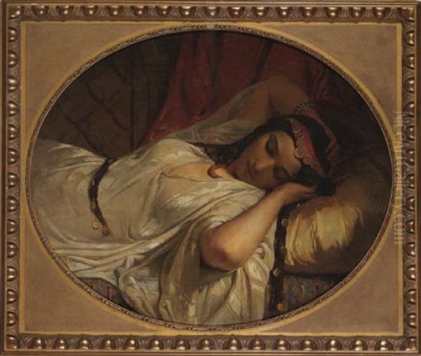 Jeune Orientale Assoupie Oil Painting by Jean-Francois Portaels