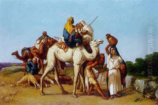 Deplacement D'une Famille De Bedouins Oil Painting by Jean-Francois Portaels