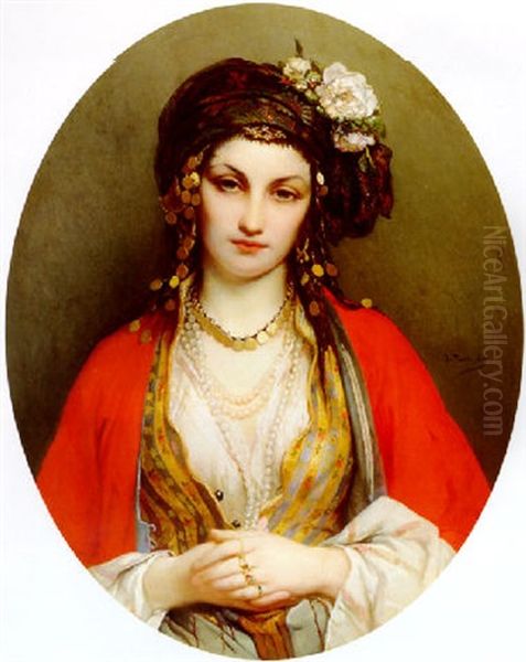 An Exotic Beauty Oil Painting by Jean-Francois Portaels